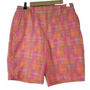 Lady Hagen Pink and Orange Plaid Women's Shorts Size 6
